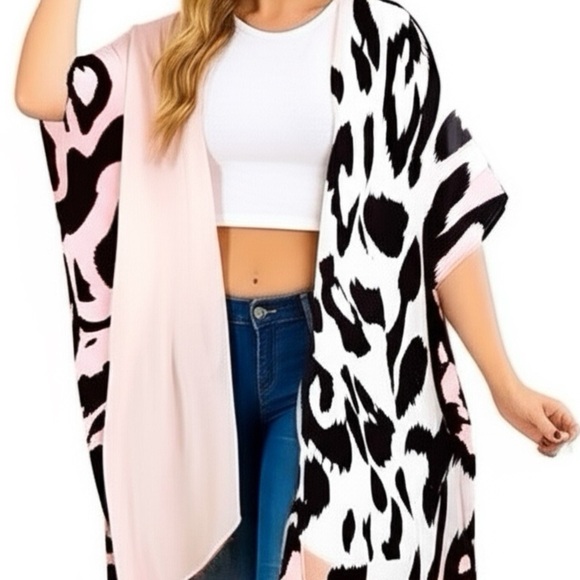 NWT LA SOUL Animal Print Summer Kimono Short Sleeve One Size Fits Most - Picture 2 of 10